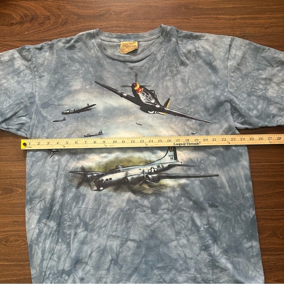 Vintage The Mountain Blue T-Shirt with Airplane Graphic - Picture 3 of 7